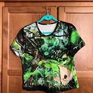 Fashion Brand Company Cayetana Green Forest-Print Short Sleeve Tee 2x